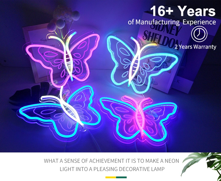 Wholeselling Cute Butterfly Neon Sign Can Do Your Personalized Design with Fast Responding