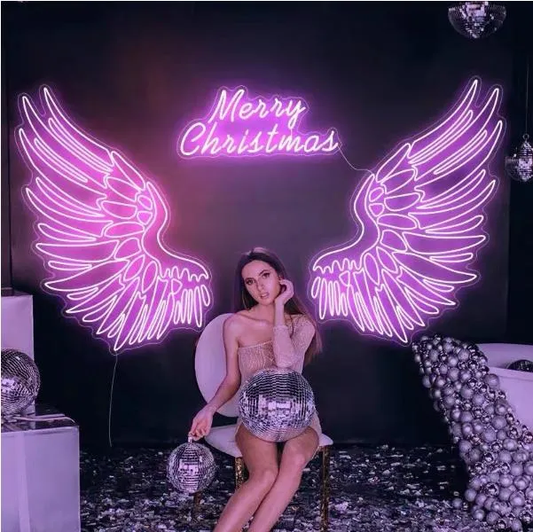 Fast Delivery Custom LED Light Neon Sign Personalized LED Logo Sign No MOQ Angel Wings Neon Sign